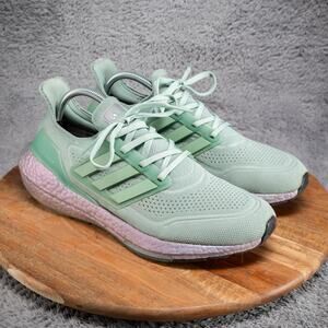 Women's Adidas Ultraboost 21 Primeblue FY0408 Sage Green Running Shoe Sz 10.5